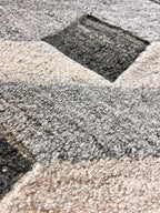 Handmade 5x8 Modern Geometric Rug, Ivory Beige Gray, Hand-Tufted