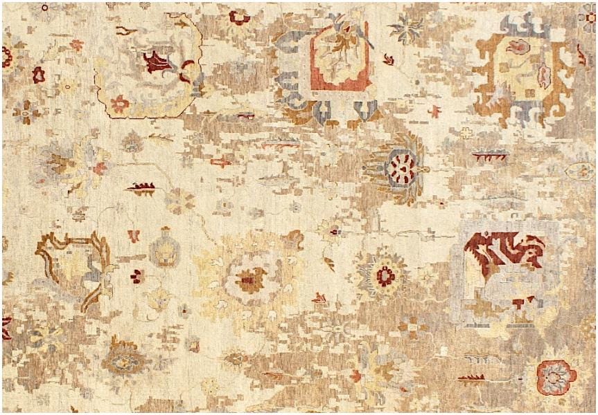 Hand Knotted Wool Area Rug 5x8, Beige Persian Rug