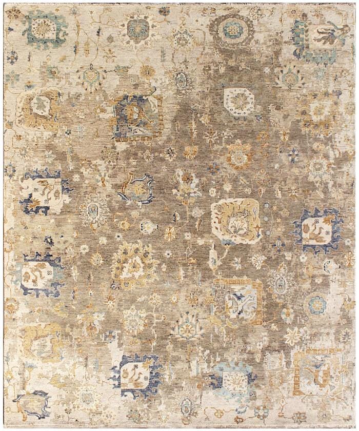 Muted Brown Hand Knotted area Rug 8X10, 9X12  handmade transitional Persian rug for living room, bedroom and dining room.
