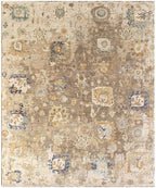 Muted Brown Hand Knotted area Rug 8X10, 9X12  handmade transitional Persian rug for living room, bedroom and dining room.