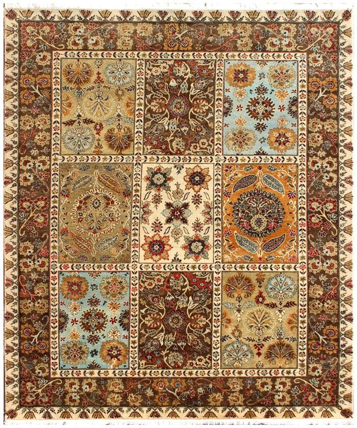 8x10 Serapi Hand-Knotted Wool Rug | Multi-Brown Panel Design