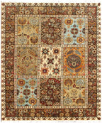 8x10 Serapi Hand-Knotted Wool Rug | Multi-Brown Panel Design