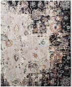 No tariff Beige Black Hand Knotted area Rug 9X12  handmade transitional Persian rug for living room, bedroom and dining room.