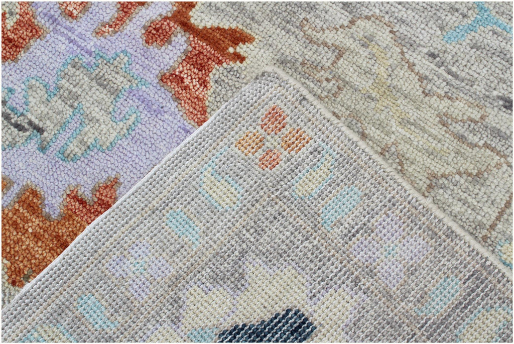 8x10 ft and 9x12 ft Hand-Knotted Silver Oushak Wool Rug – Muted Apricot, Slate & Sage