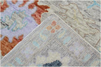 8x10 ft and 9x12 ft Hand-Knotted Silver Oushak Wool Rug – Muted Apricot, Slate & Sage