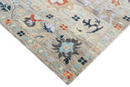 8x10 ft and 9x12 ft Hand-Knotted Silver Oushak Wool Rug – Muted Apricot, Slate & Sage
