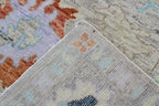 8x10 ft and 9x12 ft Hand-Knotted Silver Oushak Wool Rug – Muted Apricot, Slate & Sage