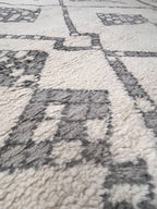 Ivory gray Moroccan rug geometric pattern handmade 8x10 rug for bedroom, living room, cozy reading room area rug