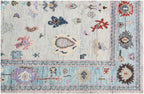 Vibrant Hand-Knotted Pastel Oushak Wool Rug