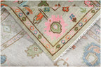 8x10 ft and 9x12 ft Pastel Garden Hand-Knotted Oushak Wool Rug