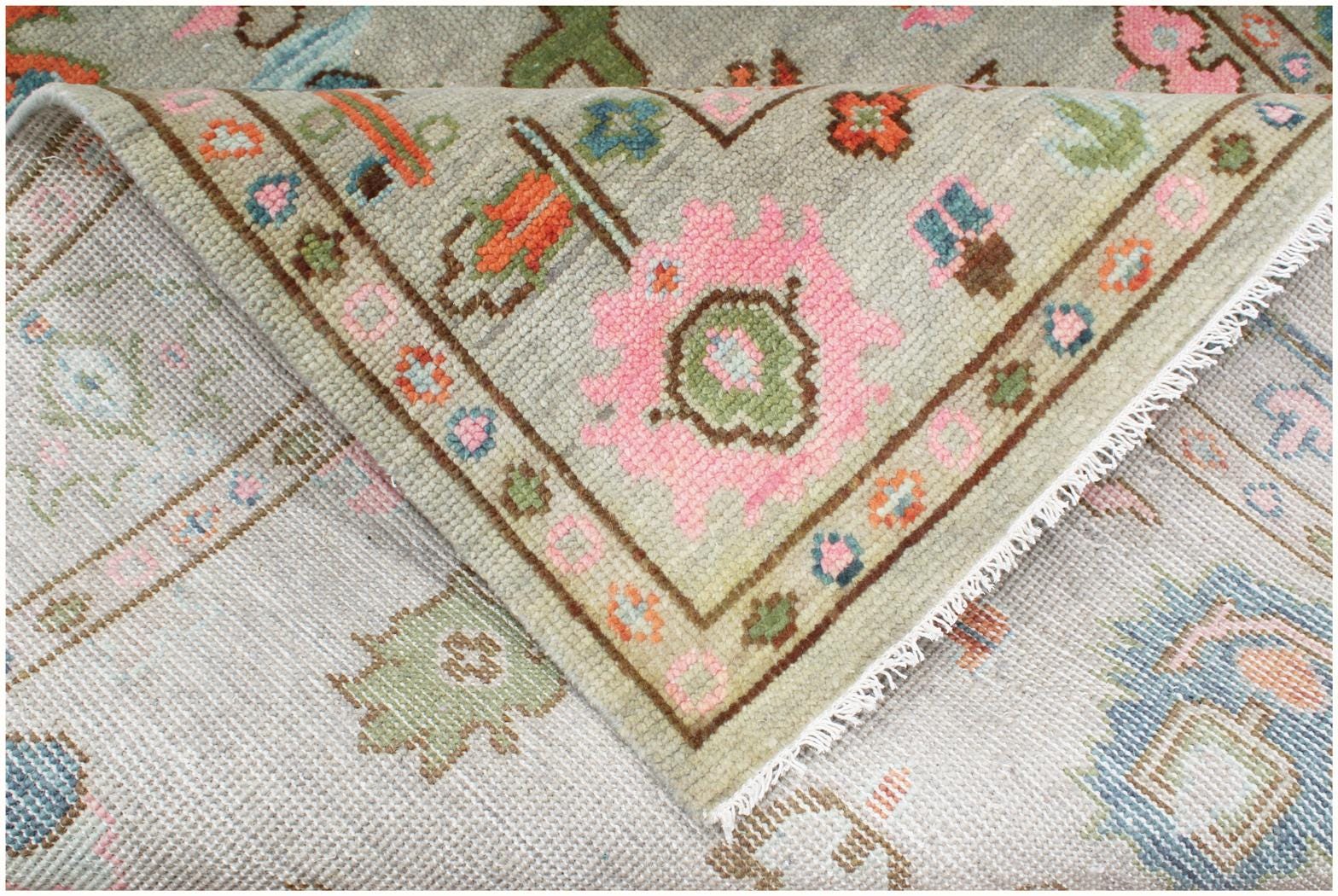 8x10 ft and 9x12 ft Pastel Garden Hand-Knotted Oushak Wool Rug