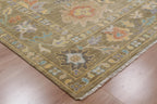 Verdant Oushak Turkish design –Hand-Knotted premium quality Wool Rug - Luxurious Moss Green/Olive Rug for Living Room, Bedroom & Dining Hall