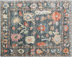 8x11 ft Charcoal Hand-Knotted Oushak Wool Rug | Custom Sizes