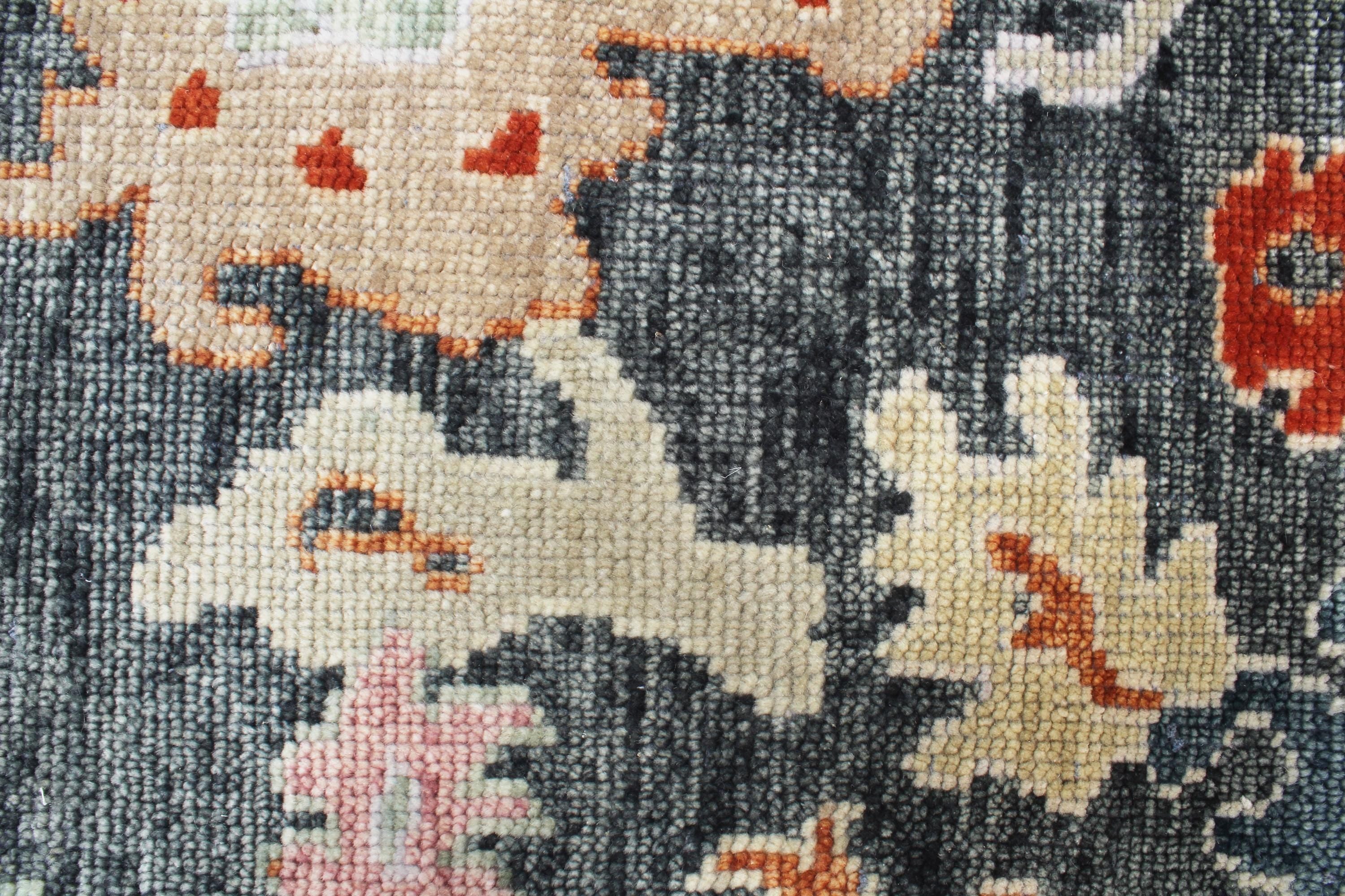 Timeless traditional 8X10 multicolor Oushak hand knotted Turkish area rug