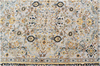 10x14 Oversized Hand Knotted Wool Rug - Ivory and Navy Blue Traditional Persian Style Area Rug