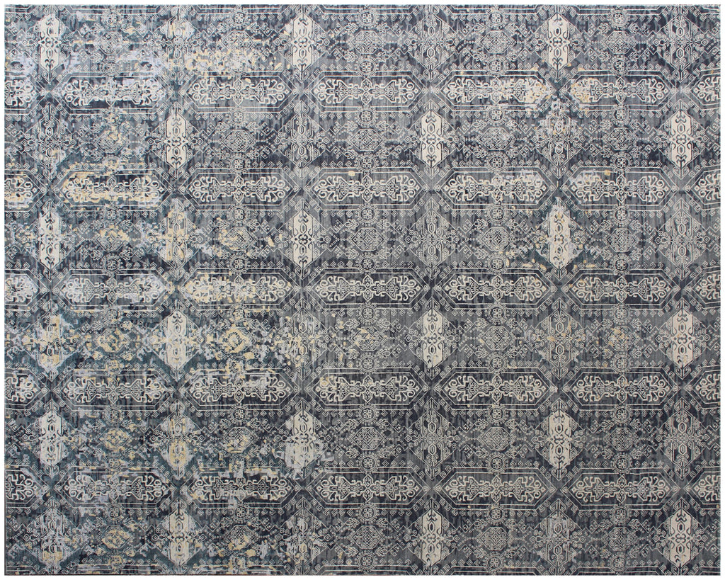 Grey Hand Knotted area Rug 9X12 handmade Persian transitional rug for living room, bedroom and dining room study room, office