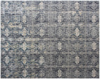 Grey Hand Knotted area Rug 9X12 handmade Persian transitional rug for living room, bedroom and dining room study room, office