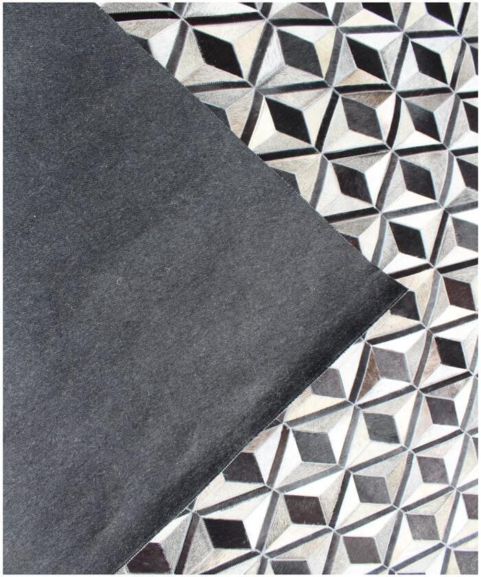 Geometric 3D Cowhide Area Rug –Luxury Hand-Curated Leather Hide Rug for Living Room, Bedroom or Office – Modern Neutral Carpet 5x8 8x10 9x12
