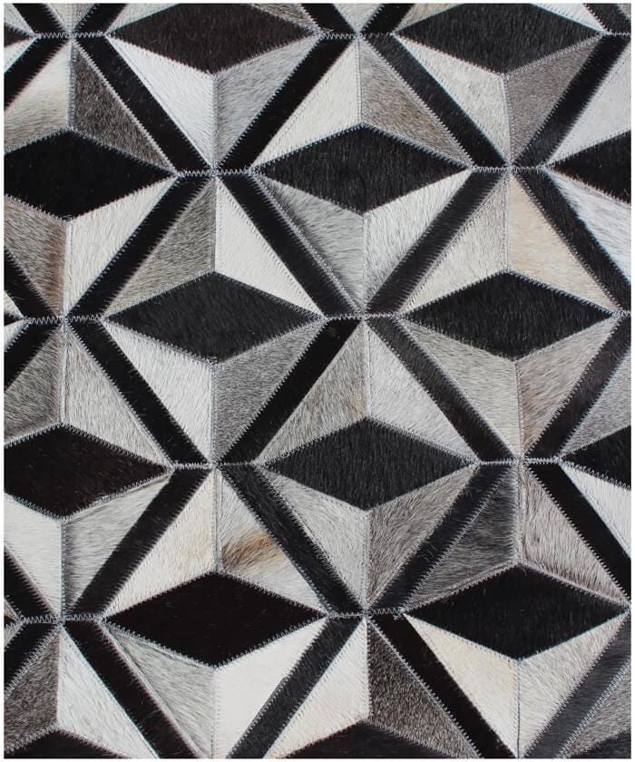 Geometric 3D Cowhide Area Rug –Luxury Hand-Curated Leather Hide Rug for Living Room, Bedroom or Office – Modern Neutral Carpet 5x8 8x10 9x12