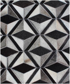 Geometric 3D Cowhide Area Rug –Luxury Hand-Curated Leather Hide Rug for Living Room, Bedroom or Office – Modern Neutral Carpet 5x8 8x10 9x12