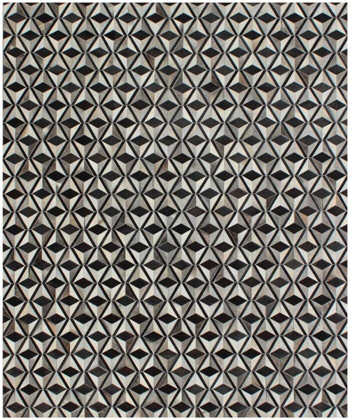 Geometric 3D Cowhide Area Rug –Luxury Hand-Curated Leather Hide Rug for Living Room, Bedroom or Office – Modern Neutral Carpet 5x8 8x10 9x12