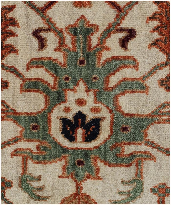 9x12 Ivory Hand Knotted Serapi Heriz Wool Rug - Large Antique Style Terracotta Area Rug