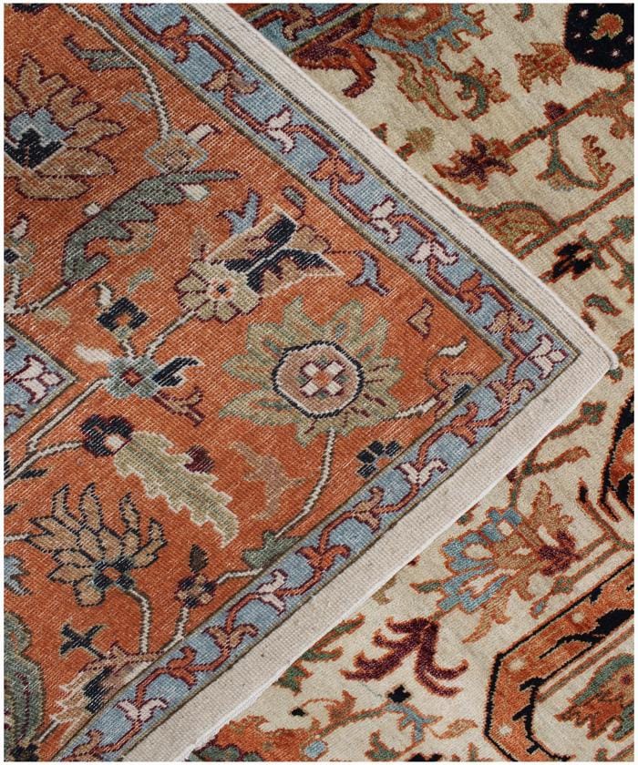9x12 Ivory Hand Knotted Serapi Heriz Wool Rug - Large Antique Style Terracotta Area Rug