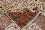9x12 Ivory Hand Knotted Serapi Heriz Wool Rug - Large Antique Style Terracotta Area Rug