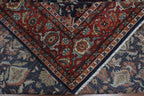 8x10 Hand Knotted Wool Rug - Navy Blue & Rust Traditional Oriental Area Rug