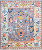 Hand-Knotted Oushak Wool Rug - Modern Transitional Floral Area Rug