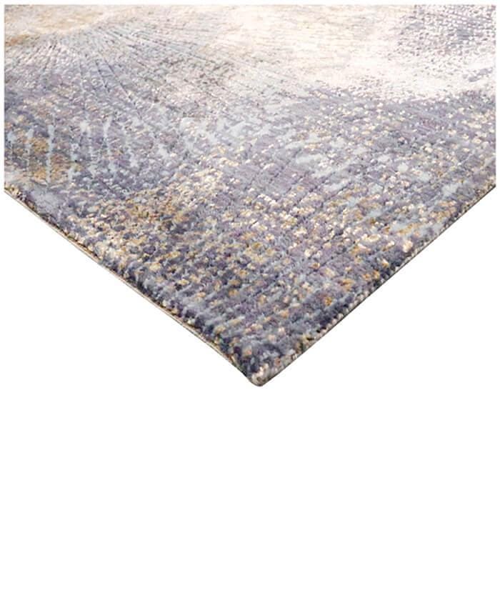 Luxury Abstract Sunburst Wool & Bamboo Silk Area Rug - Gold, Lavender Celestial Shimmer Carpet - Modern Art Decor - Multiple Sizes Available