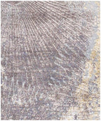 Luxury Abstract Sunburst Wool & Bamboo Silk Area Rug - Gold, Lavender Celestial Shimmer Carpet - Modern Art Decor - Multiple Sizes Available