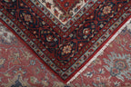 8x10 Persian Heriz Serapi Rug, Red & Cream Hand-Knotted Wool Area Rug, Vintage Medallion Carpet for Living Room, Authentic Oriental Rug