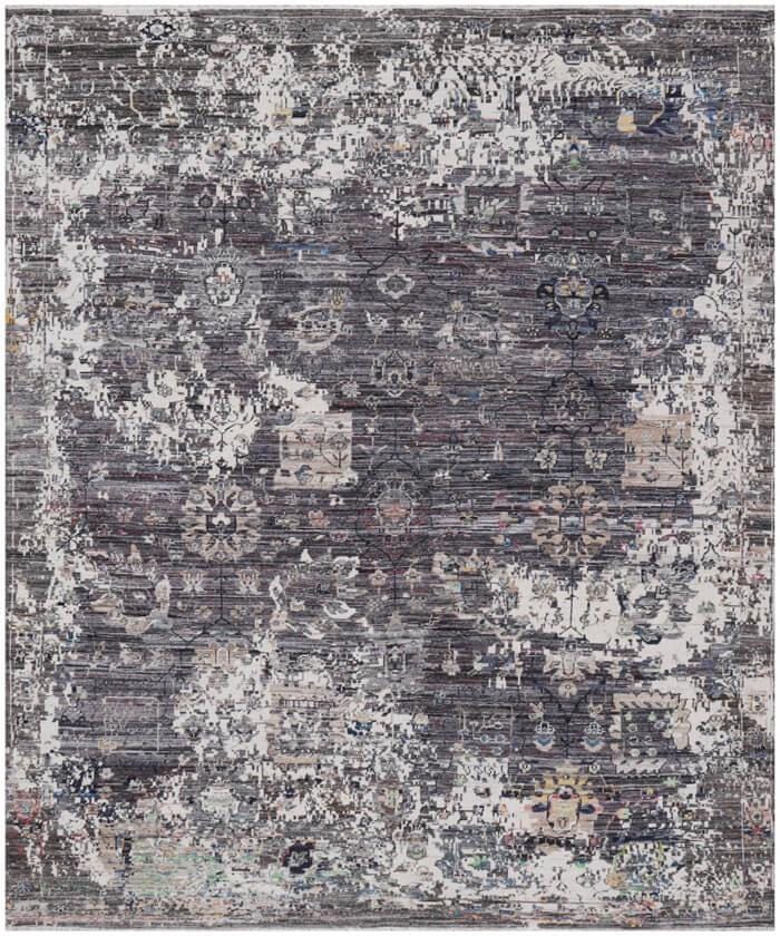 Multi color Hand Knotted area Rug 8X10 handmade oriental Persian rug transitional rug.