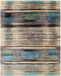 Beige blue Hand Knotted area Rug 5X8 handmade Persian rug.