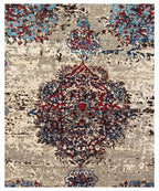 8x10 Luxury Hand-Knotted Wool & Bamboo Silk Rug | Distressed Medallion