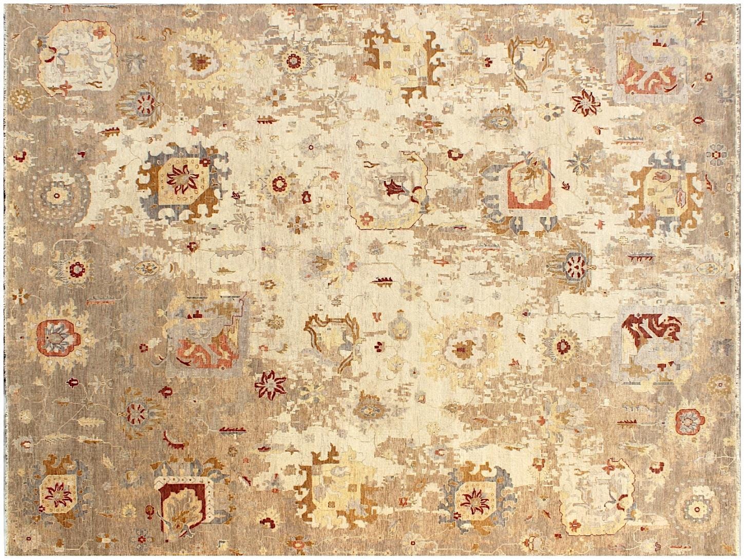 Hand Knotted Wool Area Rug 5x8, Beige Persian Rug