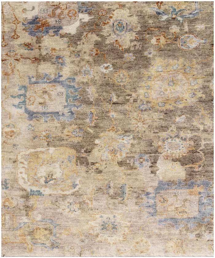 Muted Brown Hand Knotted area Rug 8X10, 9X12  handmade transitional Persian rug for living room, bedroom and dining room.