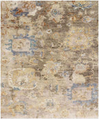 Muted Brown Hand Knotted area Rug 8X10, 9X12  handmade transitional Persian rug for living room, bedroom and dining room.
