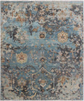 Blue green Hand Knotted area Rug 8X10 handmade transitional Persian rug for living room, bedroom and dining room.