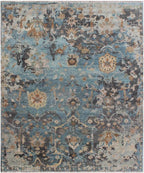 Blue green Hand Knotted area Rug 8X10 handmade transitional Persian rug for living room, bedroom and dining room.