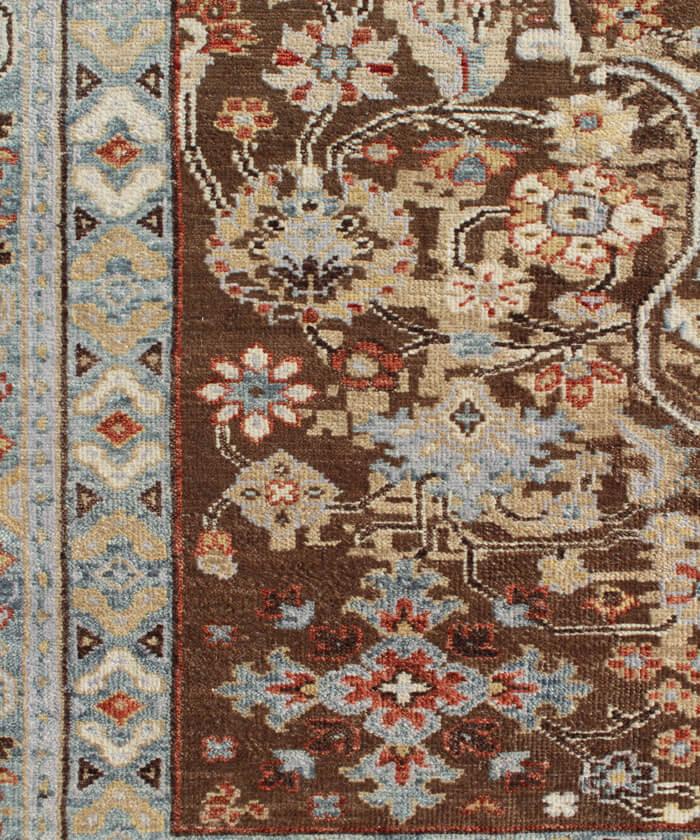Hand Knotted Wool Area Rug 8x10, Brown Green Persian Rug, Vintage Style