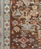 Hand Knotted Wool Area Rug 8x10, Brown Green Persian Rug, Vintage Style