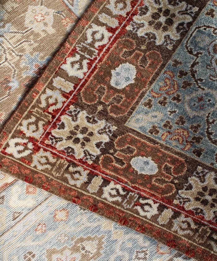 Hand Knotted Wool Area Rug 8x10, Brown Green Persian Rug, Vintage Style