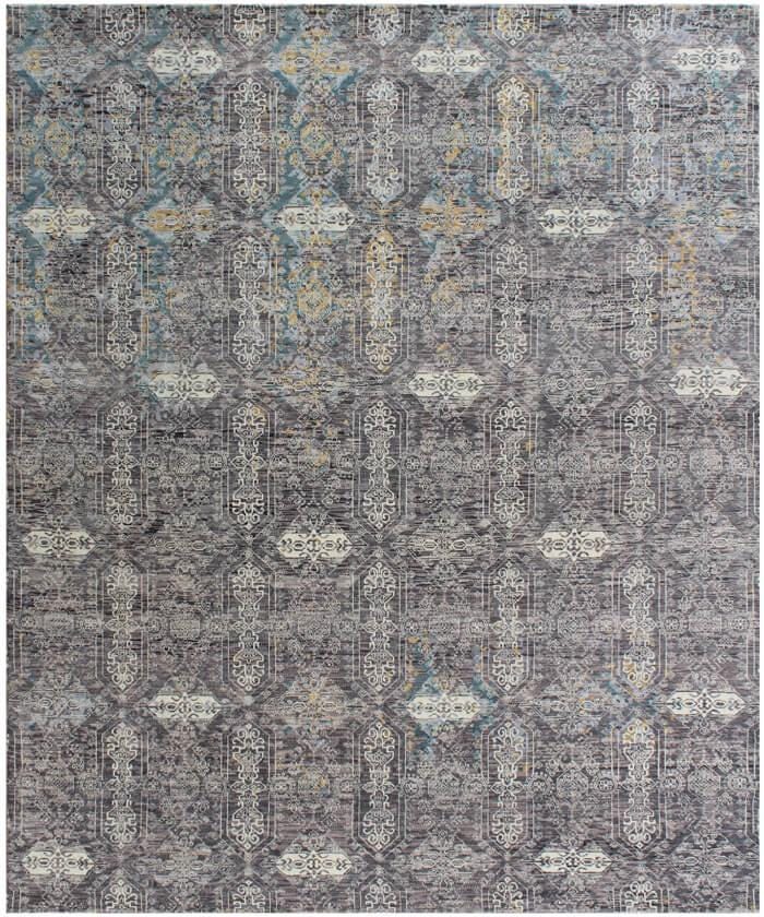 No tariff Grey Hand Knotted area Rug 9X12 handmade Persian rug for living room, bedroom and dining room