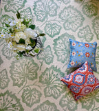 Hand Tufted Ivory Wool Rug, Green Floral Looped Pile (5X8)