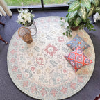 6ft Round Hand-Tufted Wool Floral Rug – 8ft Round Traditional Medallion Design
