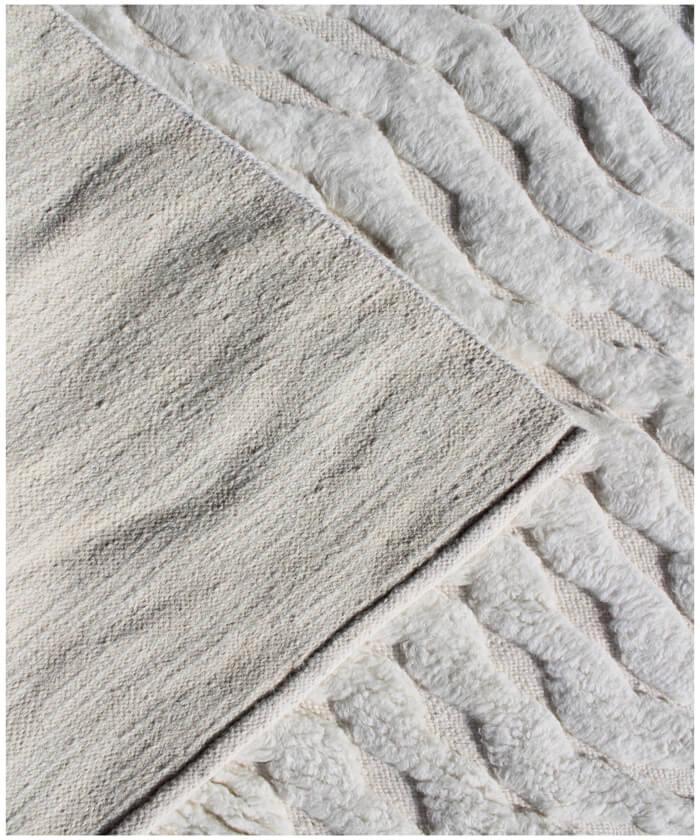Ivory Moroccan rug high-low zig-zag patterned pile handmade 8x10 rug for bedroom, living room, cozy reading room
