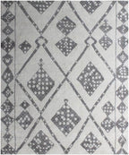 Ivory gray Moroccan rug geometric pattern handmade 8x10 rug for bedroom, living room, cozy reading room area rug