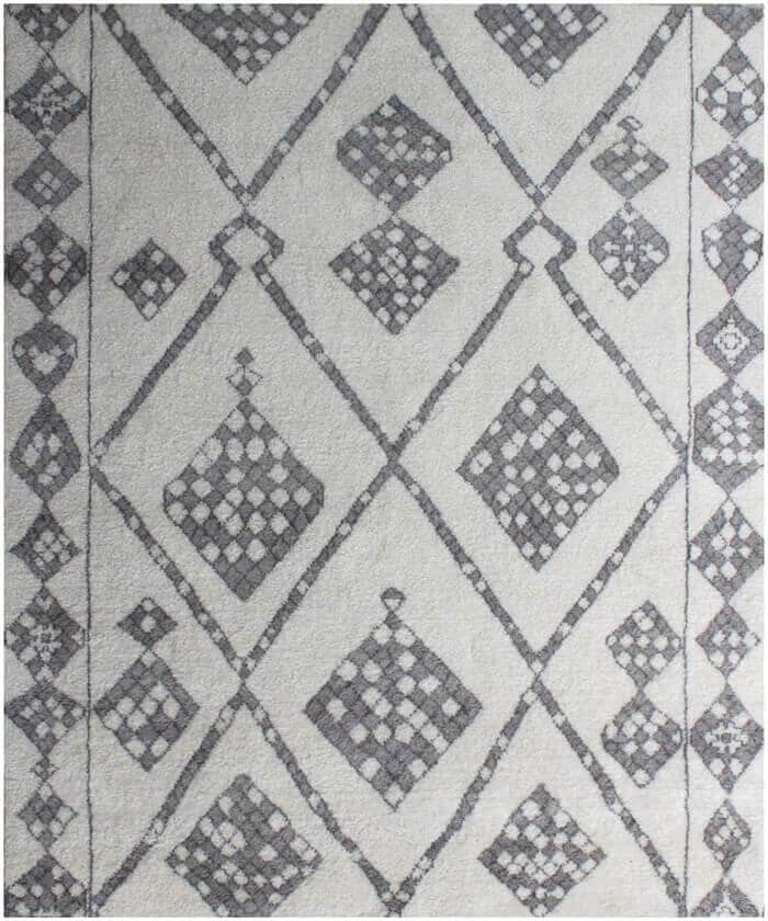 Ivory gray Moroccan rug geometric pattern handmade 8x10 rug for bedroom, living room, cozy reading room area rug